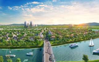 Khu đô thị Sunneva Island nằm biệt lập trên đảo Đồng Nò, quận Ngũ Hành Sơn.