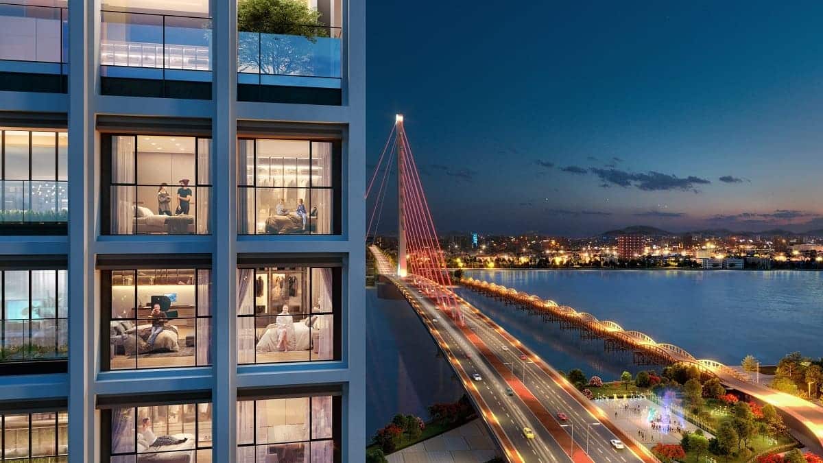 Sun Cosmo Residence Da Nang nằm ngay chân cầu Trần Thị Lý.
