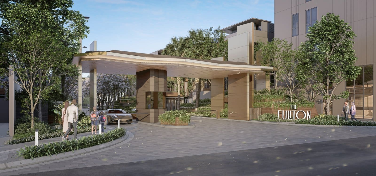 Cổng chào sang trọng của dự án The Fullton CapitaLand tại Vinhomes Ocean Park 3, Hưng Yên.