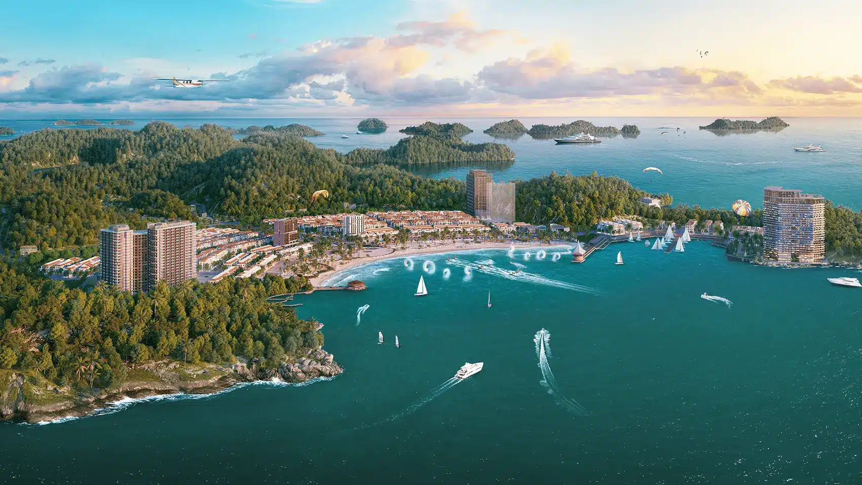 Toàn cảnh dự án Xanh Island Cát Bà: nơi hài hòa giữa thiên nhiên và kiến trúc hiện đại.